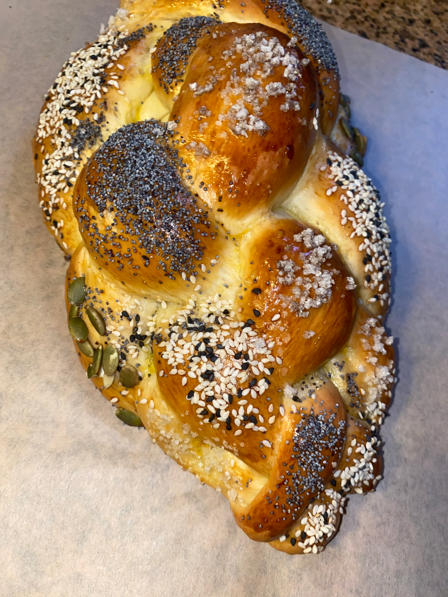 Seeded challah bread