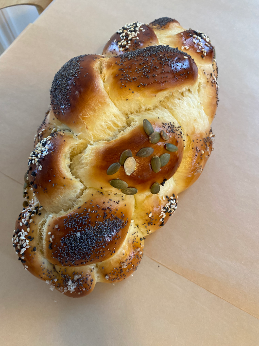Seeded challah bread